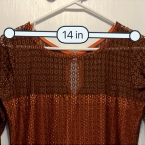 EBZA L AWESOME Cocktail dress Brown Lace Over Orange Keyhole Back, Hidden Zipper - Picture 11 of 15